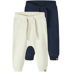 NAME IT 2er-Pack Jogginghosen, natur | blau, 80