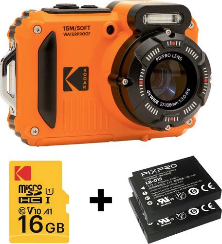 Kodak Digitalkamera 15 Megapixel Opt. Zoom: 4 x Orange inkl. Akku, inkl. Blitzgerät, inkl. Speicherkarte Bildstabilisierung, WiFi