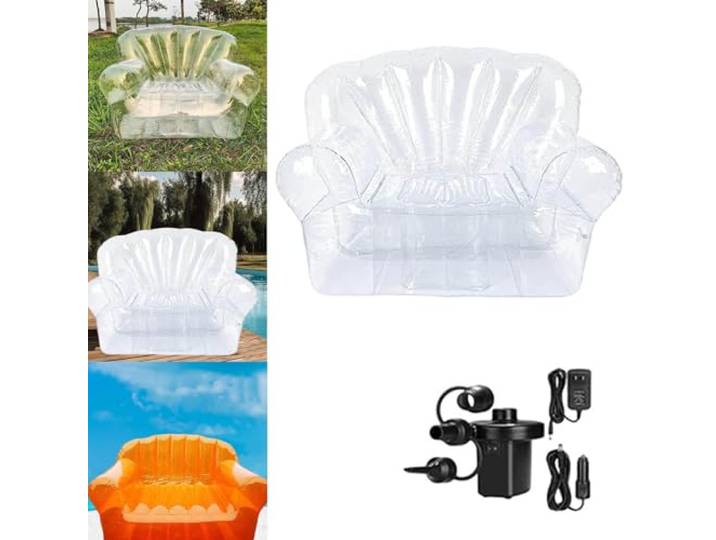 WYEIAHS 2024 Aufblasbare Couch Verdicktes PVC-Material Portable Camping Hof Couches Air Sofa Transparente Terrassenmöbel für Party-Hof Innenräume (Transparent)
