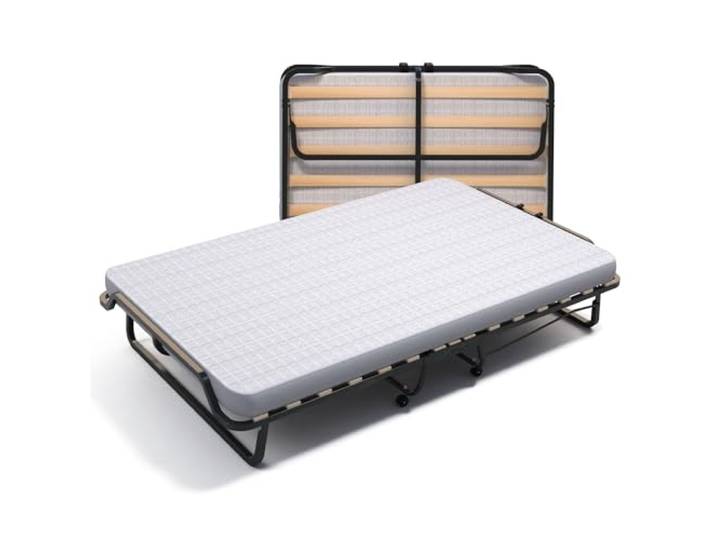 Soluko - : Klappbett 120x200 mit Matratze und Staubsaugerbezug INKLUSIVE, Stabiler Rahmen und 4 schwenkbare Rollen, Bett quadratisch und eine Hälfte, 100% Made in Italy
