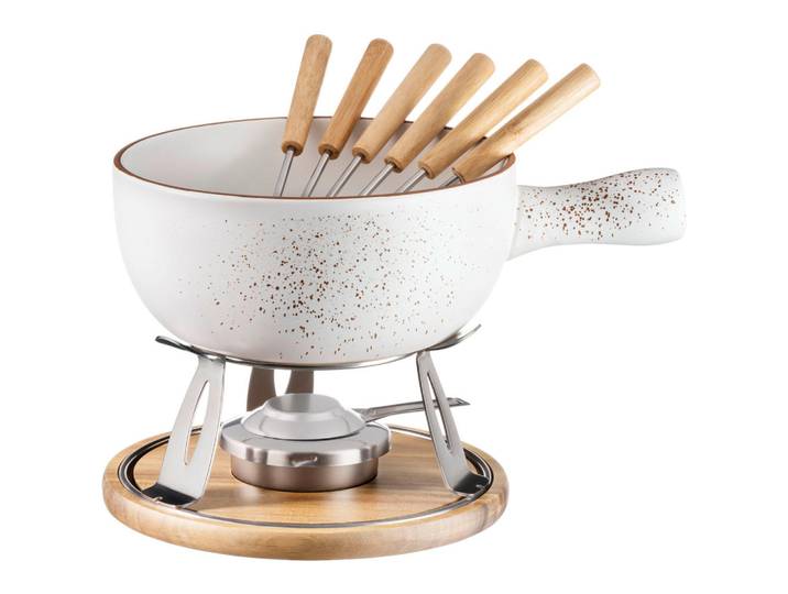 Mäser Fondueset Pintar, Braun, Beige, Holz, Keramik, 10-teilig, Bambus, Küchengeräte, Tischgrills & Fondues, Fondue-Sets
