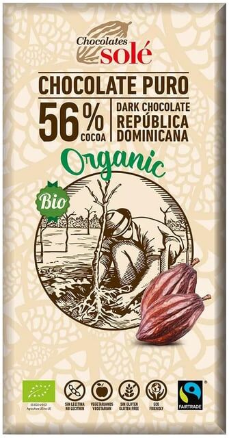 Chocolates Solé Chocolate Preto 56% Cacau Bio 100g