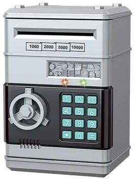 Uplifted Finds Electronic Mini ATM Piggy Bank Automatic Password Safe For Coins And Cash silver
