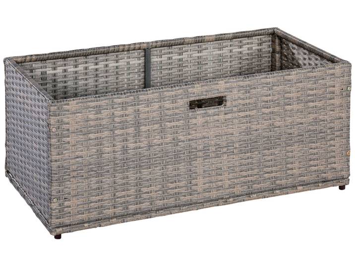 Kissenbox MERXX Unterschiebbox gross , grau (grau, beige), B:95cm H:40cm T:49cm, Kunststoff, Stahl, Aufbewahrungsboxen, Kissenbox, Stahl/Kunststoff