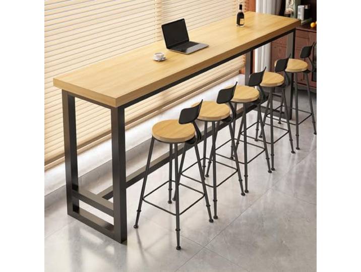 Massivholz Bartisch Rechteckig, Industrial, Stehtisch Küchenarbeitsstation Eingangstische und Beistelltische mit Metallgestell eignen sich für Cafés, Wohnzimmer, Esszimmer und Bars.(C,160*30CM)