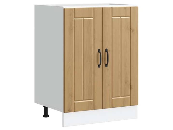 HKTMGDNG Spülenunterschrank Lucca 60x46x81.5 cm Artisan-Eiche Kompakter Küchenschrank mit verstellbaren Füßen und zwei Türen für optimalen Stauraum in der Küche.