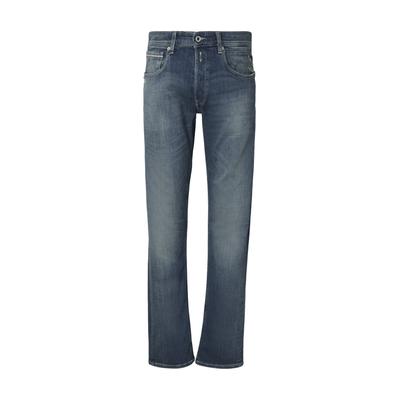 Straight-Jeans REPLAY "Replay GROVER", Herren, Gr. 32/32, Länge 32, blau (dunkelblau), 99% Baumwolle, 1% Elasthan, unifarben, normal, Jeans Straight-Jeans