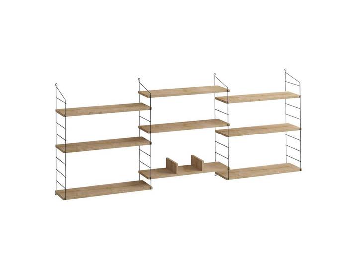 Calicosy Wandregal mit 9 Eichenholzdekorationen laba 20/85/216 cm, Apfelbaumfarben, Holzwerkstoff, 20x85x216 cm, Wohnzimmer, Regal, Wandregal