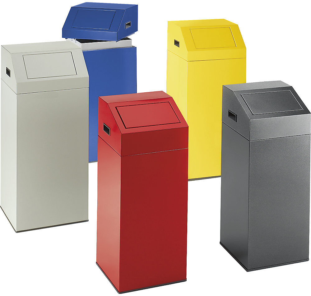 Wertstoffsammler, selbstlöschend, Volumen 76 l, BxHxT 380 x 890 x 380 mm, feuerrot eurokraft pro