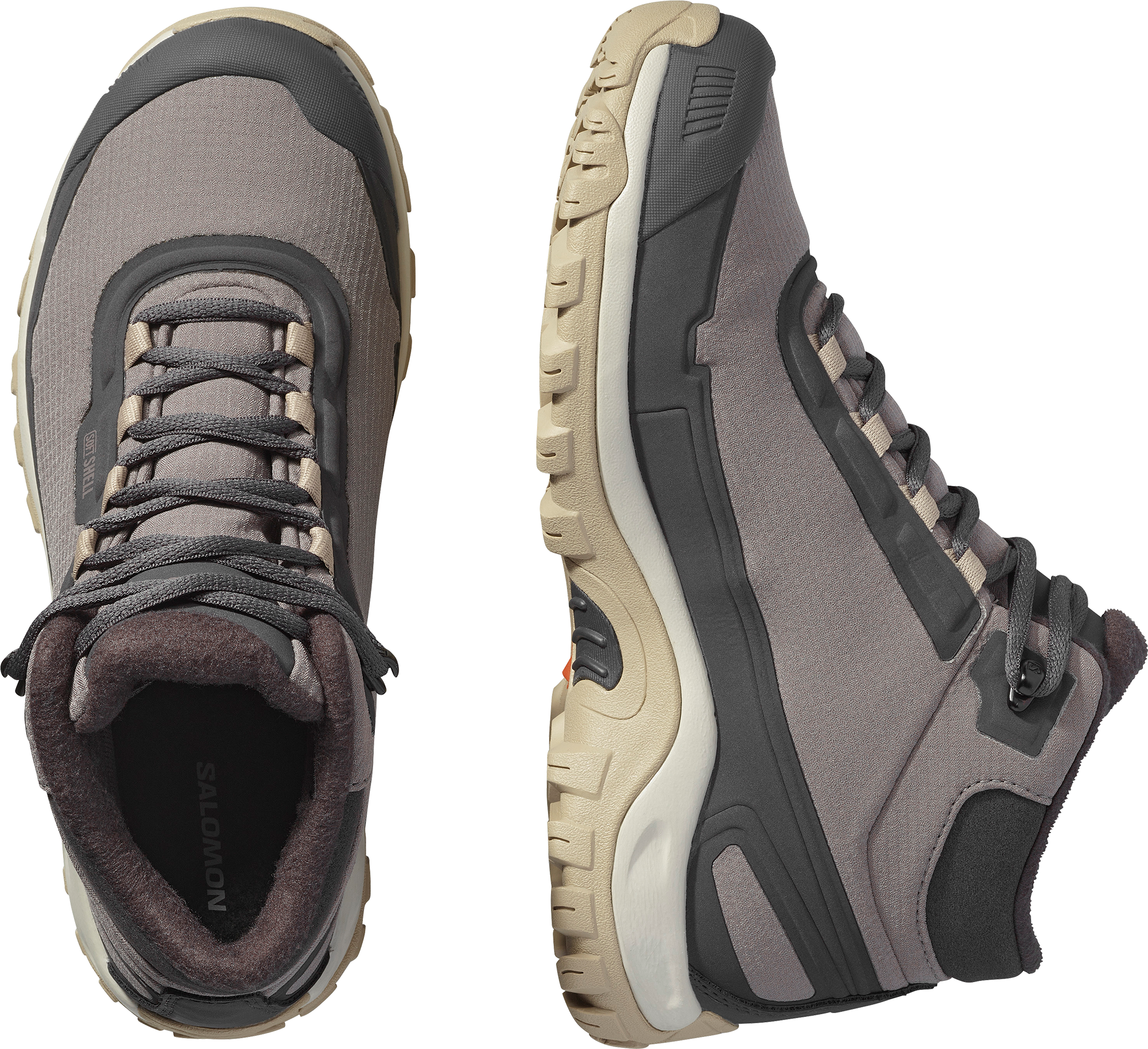 Winterstiefel SALOMON "SHELTER WP W", Damen, Gr. 38,5, Textil, grau (plum kitten, phantom, desert tan), Synthetik, Textil, Schuhe Winterstiefel, Winterschuhe, Winterboots, Snowboots, wasserdicht plum kitten, phantom, desert tan 38,5, Textil
