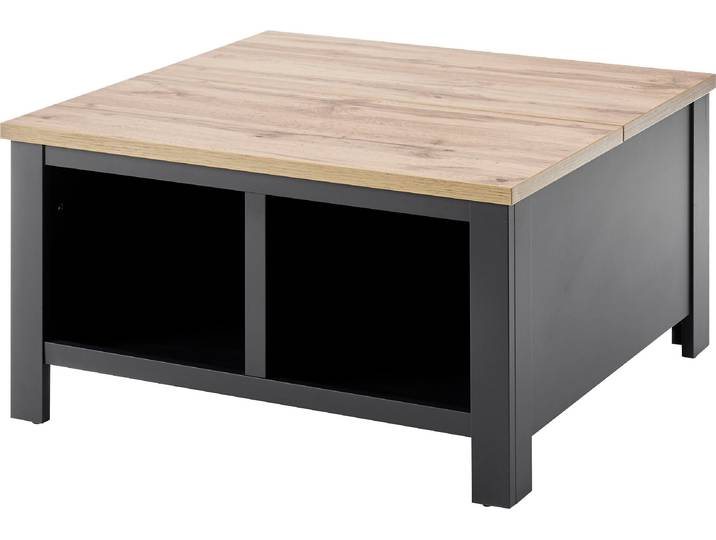 Couchtisch GOODPRODUCT Westminster, Beistelltisch, Wohnzimmertisch, Sofatisch, Tisch , grau (dunkelgrau, wotan eiche, dunkelgrau, wotan eiche), B:93cm H:50cm T:93cm, Intasien verschiedene Furniere, Tische, Couchtisch, Metallgriffe, ausreichend Stauraum, in 2 Farben erhältlich