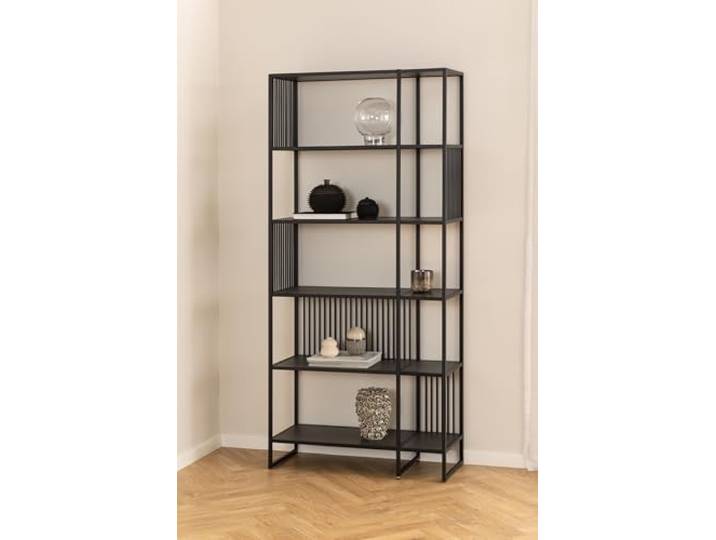 möbelando Regal >Strington< in schwarz, MDF & Melamin - 85x185x35cm (BxHxT)