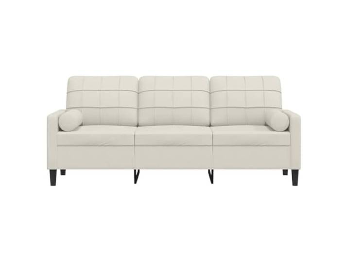 KTHLBRH Sofa 3-Sitzer Samt creme 180 cm Metallrahmen, abnehmbare Kissen, 2 dekorative Kissen im Lieferumfang enthalten