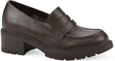 Women's Brigetty Heeled Penny Loafer by White Mountain in Brown Smooth (Size 11 M)