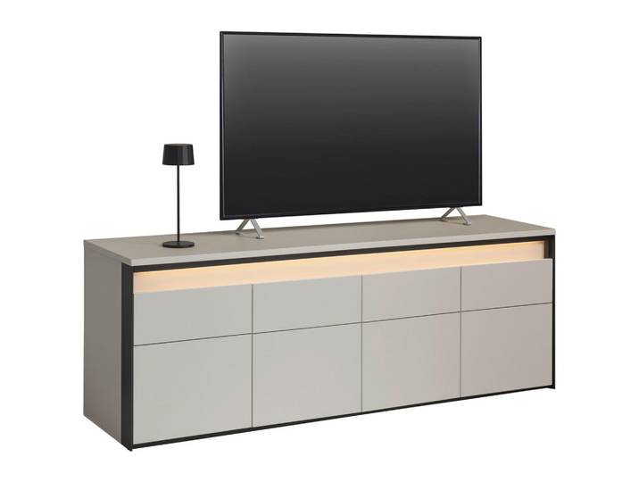 Voleo Lowboard, Beige, Schwarz, Holzwerkstoff, 2 Fächer, 173x63x47 cm, Typenauswahl, Beimöbel erhältlich, Beleuchtung, Wohnzimmer, TV Möbel, Lowboards