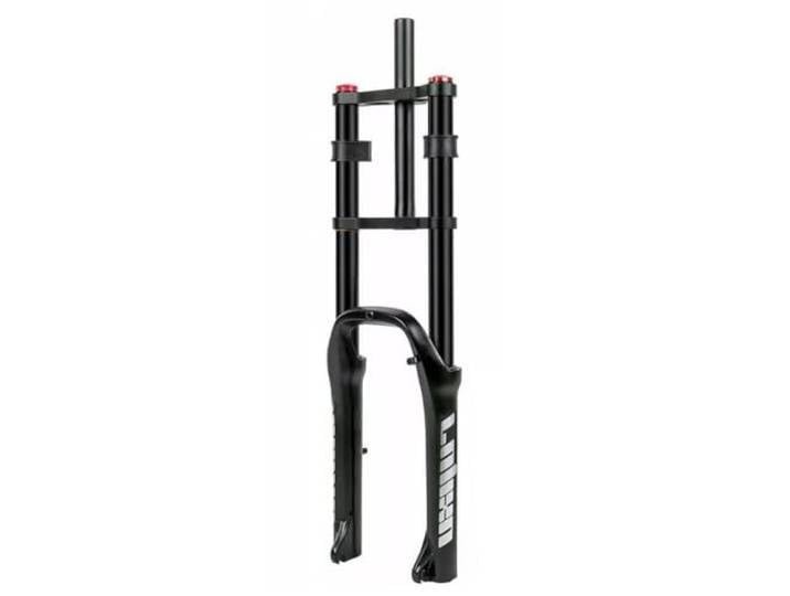 HIMALO 20 Zoll Fahrrad Federgabel 4.0 Reifen Fat Gabel Gerade Doppelt Geschultert Luftgabel Federweg 110mm QR 135mm Scheibenbremse Vorderradgabel Zugstufe Einstellbar (Color : Black)