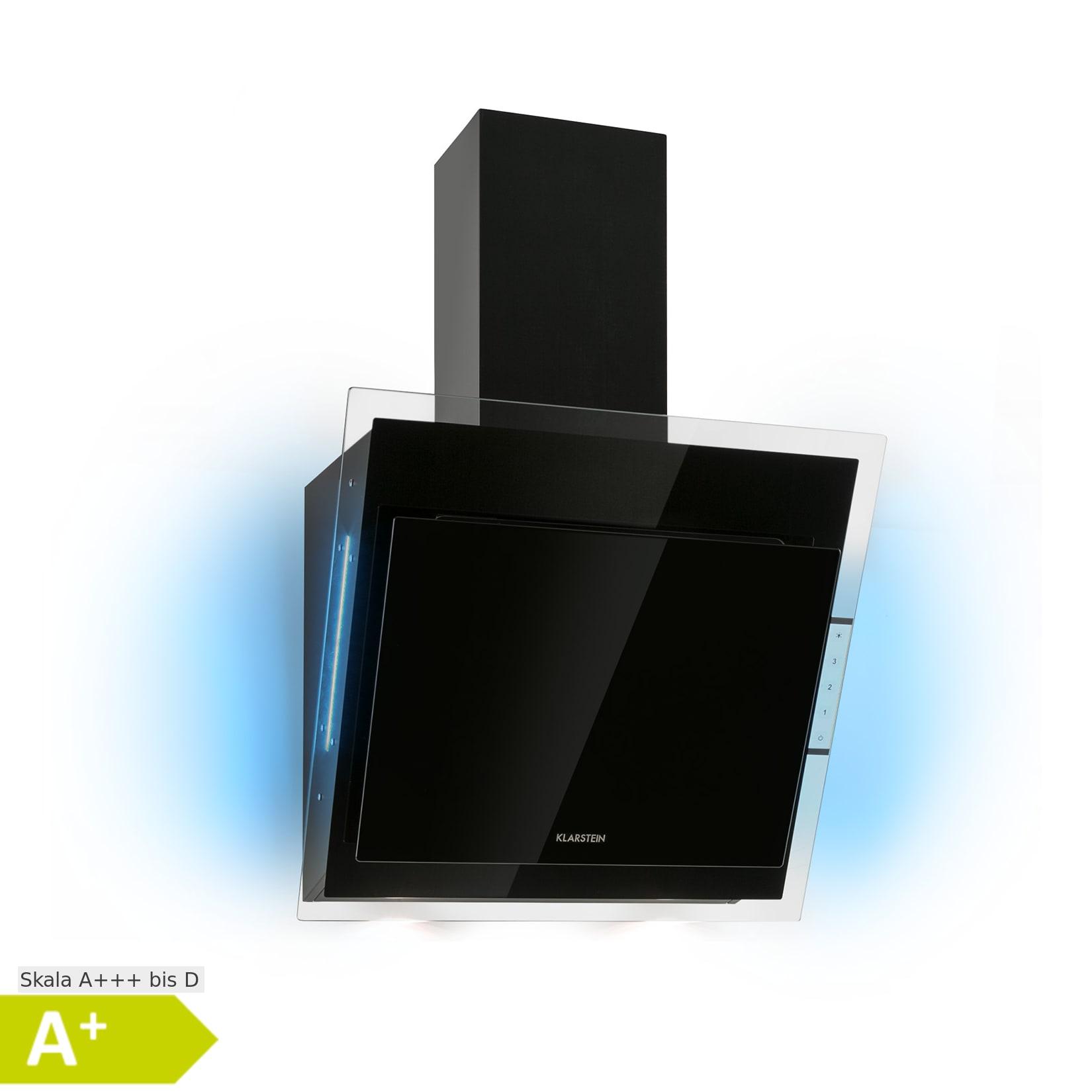 Mirage 60 Dunstabzugshaube 671m³/h Touch-Panel RGB-Ambiente-Licht Glas Schwarz