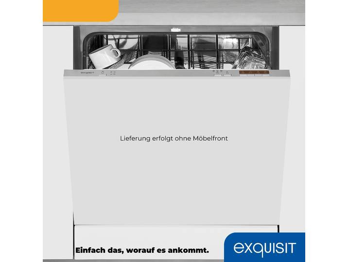EXQUISIT vollintegrierbarer Geschirrspüler EGSP6012-E-030E silber , Energieeffizienz: E, silber (silberfarben), B:59,8cm H:81,5cm T:55cm, Geschirrspüler, Vollintegriert, 12 Maßgedecke – sparsam mit 4 Programmen & LED, vollintegrierbarer Geschirrspüler