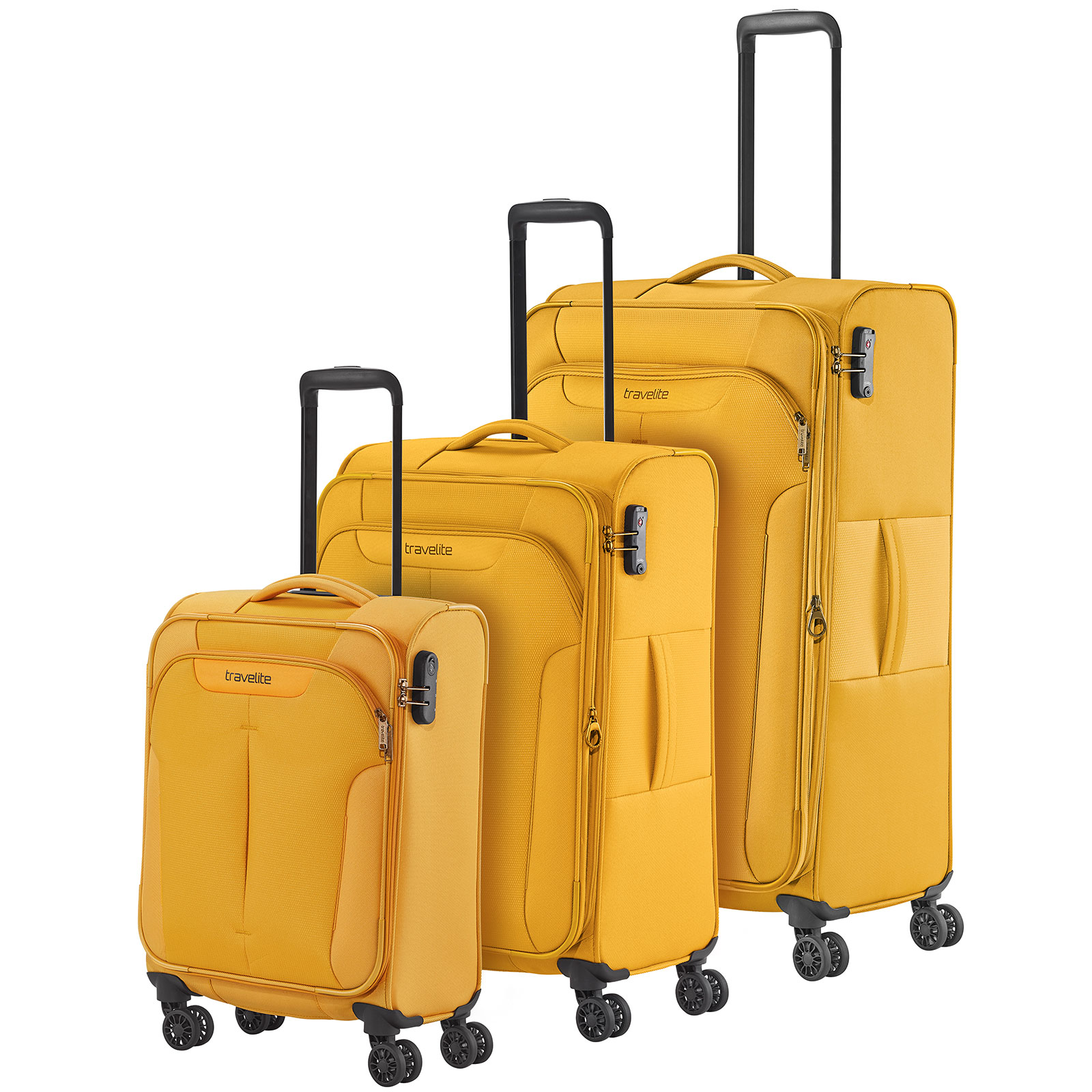 travelite Croatia Kofferset S/M/L 4 Rollen - Gelb