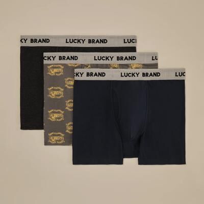 Lucky Brand 3 Pack Stretch Boxer Briefs - Men's Accessories Underwear Boxers Briefs, Size S