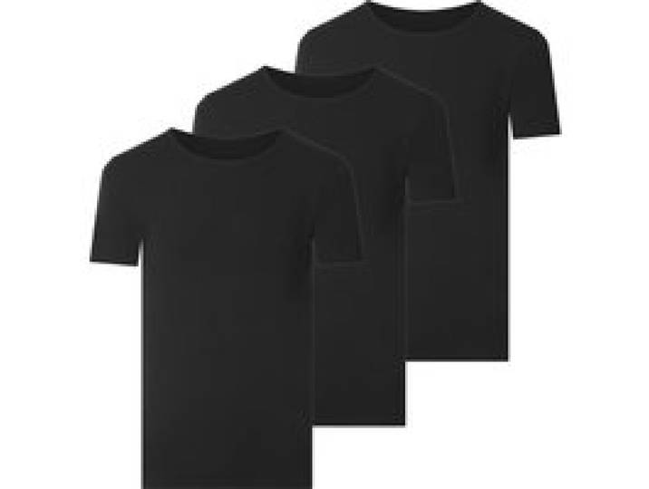 ESMARA MEN Lot de 3 maillots de corps côtelés homme (col rond, noir, L)