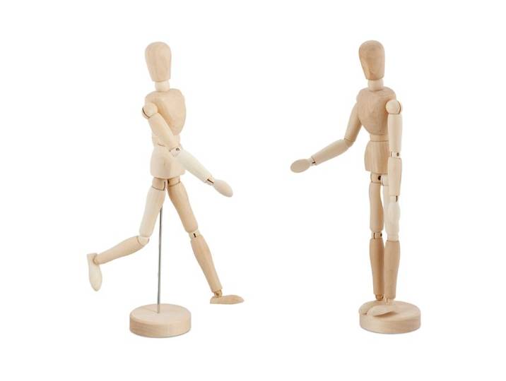 Relaxdays 2er Set Gliederpuppe 30 cm