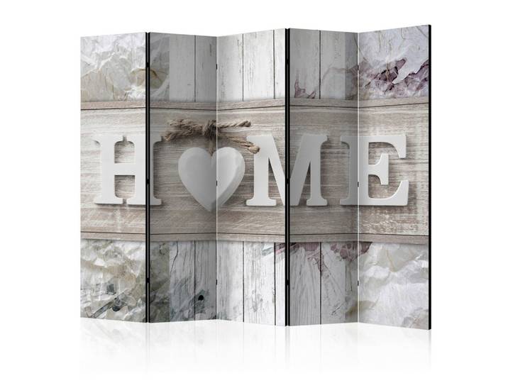 Paravent Inscription Home Weiß/Beige