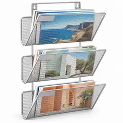 Relaxdays Zeitschriftenhalter Metall Wandmontage Silber