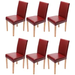 Chefgastro 6er-Set Esszimmerstuhl Stuhl Küchenstuhl klassisch und zeitlos  | HxBxT 90x43x56cm | Sitzhöhe 45cm |  Leder  |  helle Beine |  Rot