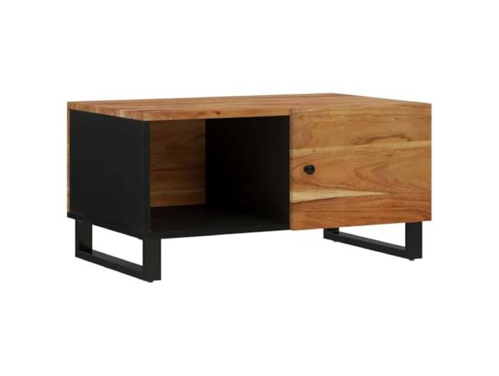 Roanoer Couchtisch Akazie Massivholz 80x50x40 cm Wohnzimmertisch Kompakter Wohnzimmertisch aus echtem Akazienholz mit Fach und Tür für aufgeräumten Stauraum.