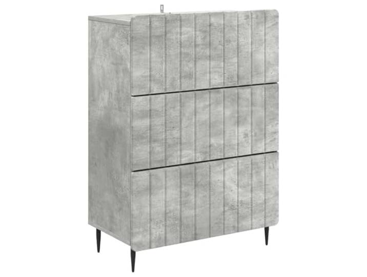 GFEROMRF Schubladenschrank Betongrau 66 x 34,5 x 92 cm aus Holzwerkstoff Schlichtes Streifenmuster, moderne Eisenbeine, pflegeleichte Oberfläche, kompaktes Format, vielseitig nutzbar