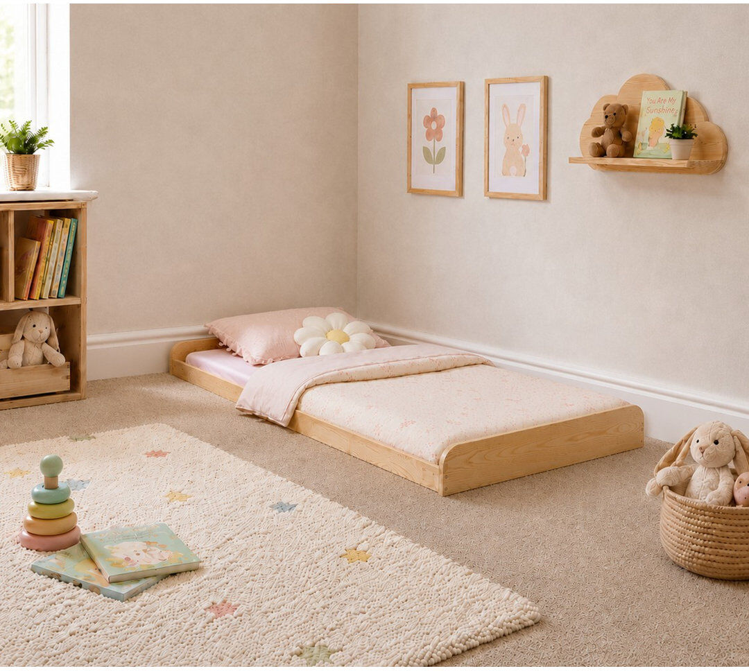 Harriet Bee Leon Montessori Heavy Duty Solid Pine Bed Frame Beige Small Single (2'6)