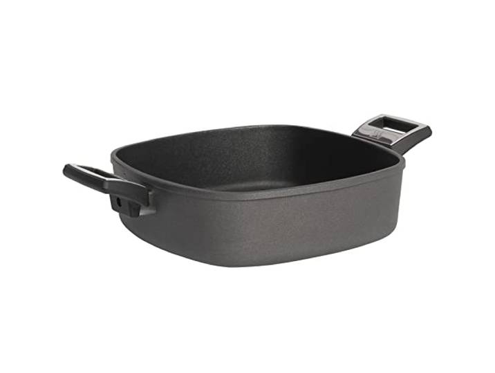 SKK großer viereckiger Aluguss Bräter 28x28 cm - ohne Induktion - quadratische Antihaft beschichtete Bratkasserolle - Made in Germany