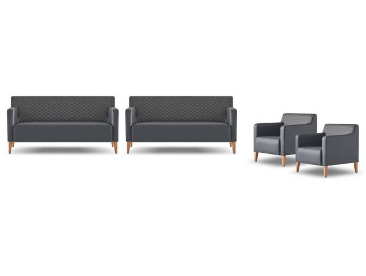JVmoebel Polstergarnitur Schwarzes Arbeitszimmer-Set aus hochwertigem Material, (Arbeitszimmer-Set 4tlg (2x 3-Sitzer + 2x Sessel), Made in Europa