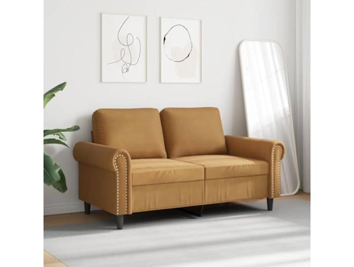 KTHLBRH 2-Sitzer-Sofa, braun, Samt, 120 cm Gestell aus Metall, Schaumstoff, modernes Design, maximale Belastung 110 kg