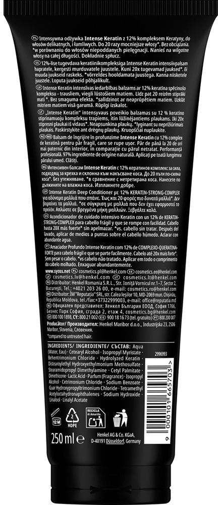 Syoss Après-shampoing intensif Keratin 250 ml