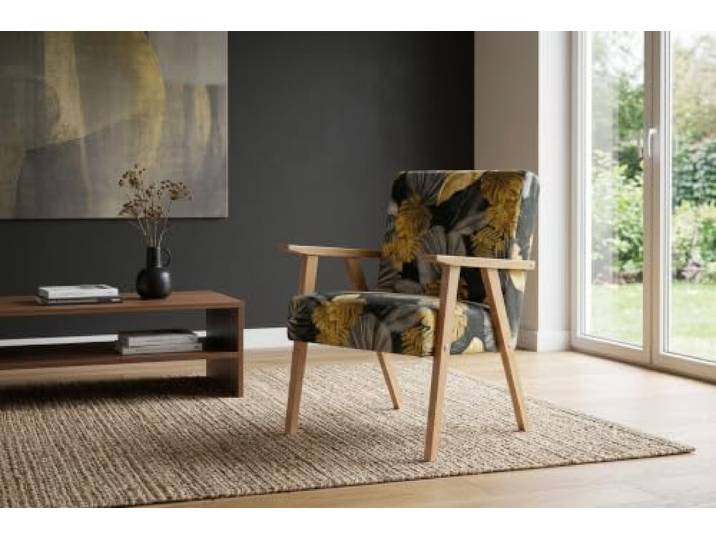 Family Meble Sessel Soler Spring – Retro-Sessel im Vintage-Stil mit Stoff-Bezug – Schwarz · 3