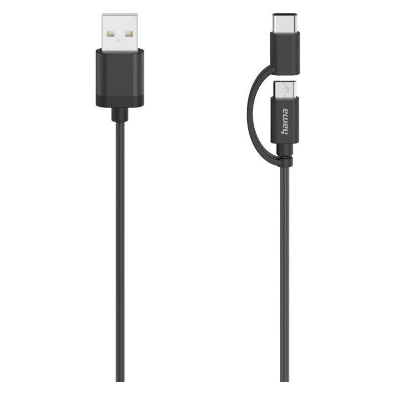Hama Micro-USB-Kabel, 2in1, inkl. Adapter auf USB-C, USB 2.0, 0,75 m (0.75 m, USB 2.0) (00200616)
