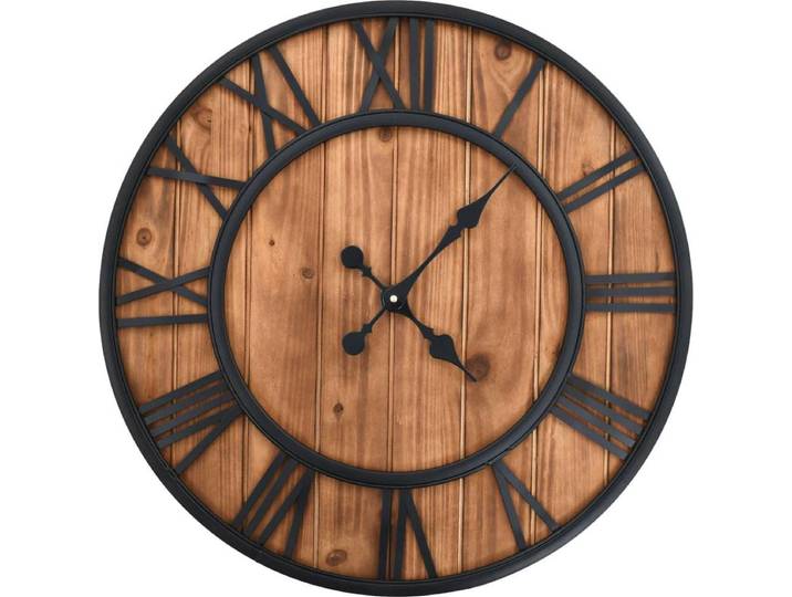 vidaXL - Wandklok - vintage-stijl - quartz-mechanisme - XXL - 60 - cm - hout - metaal