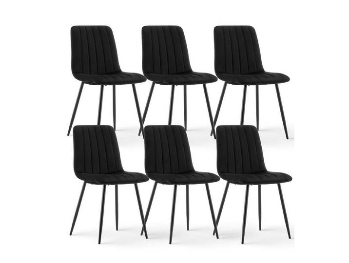 LuxusKollektion Esszimmerstuhl Esszimmerstühle Samt Metallbeine Küchenstühle 6er Samt Schwarz 6er Set