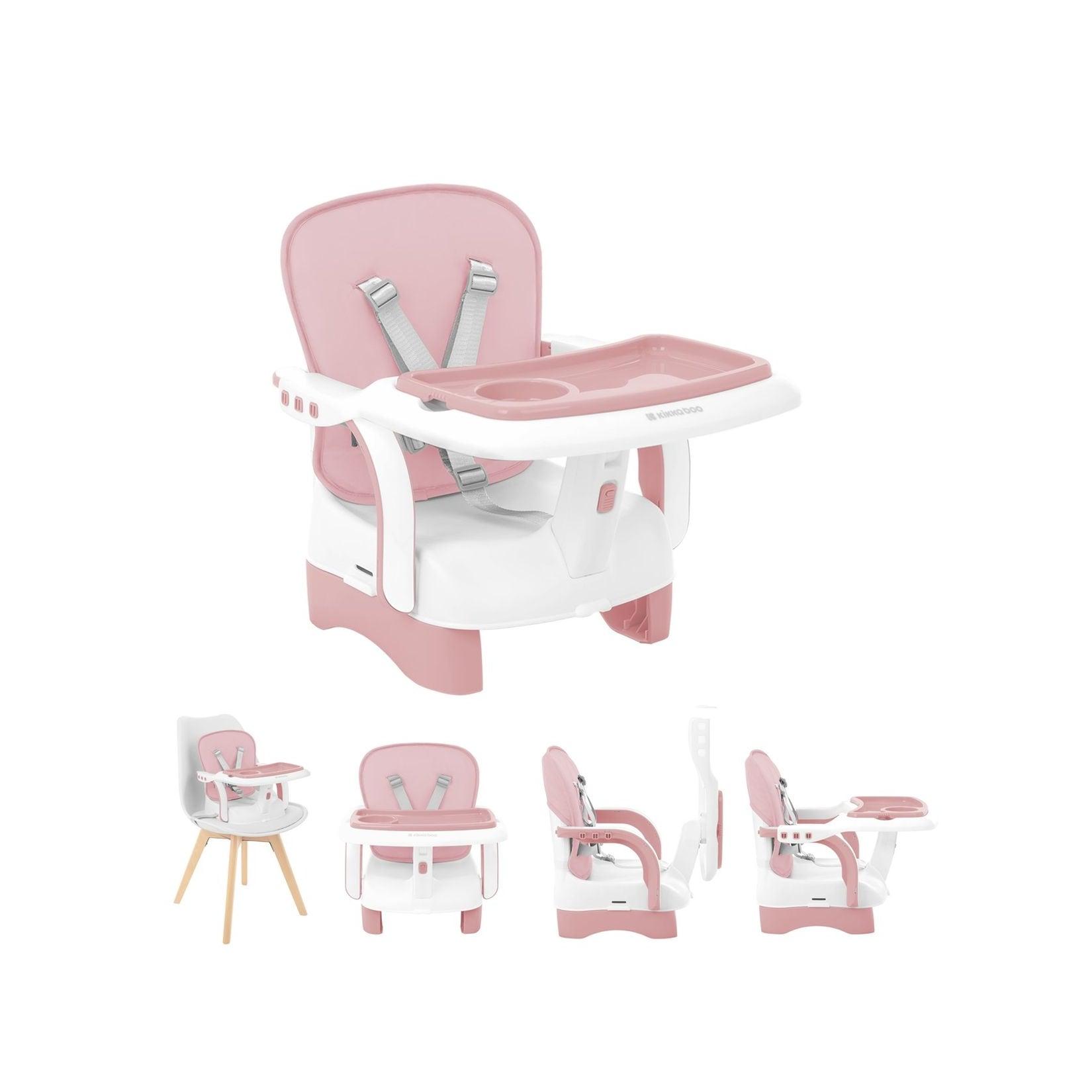 Kikkaboo Kinderstuhl, Boostersitz Chewy, Doppeltablett, Sicherheitsgurt, faltbar rosa