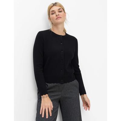 Strickjacke BRAX "Style ANN", Damen, Gr. 48, schwarz, Strick, 72% Viskose, 28% Polyamid, Rundhals, Strickjacken Strickjacke, Easy Knit: Strickjacke im Viskosemix