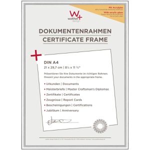 walther-design Bilderrahmen New Lifestyle KVX130S, A4, 21 x 29,7 cm, Kunstglas, Kunststoffrahmen, silber