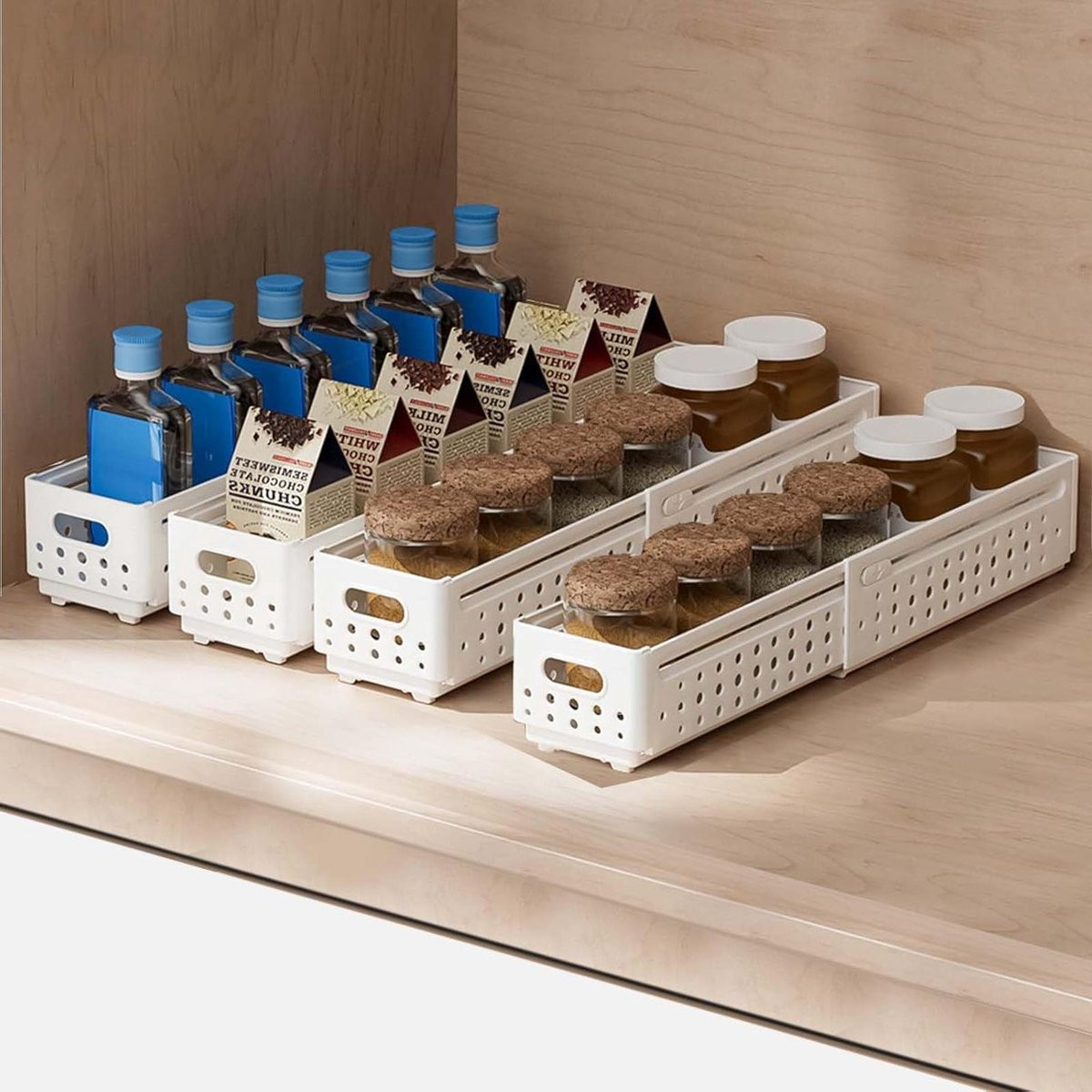 Opvouwbare lade-organizer en divider voor kledingkast, bureau of badkamer - Melkwit