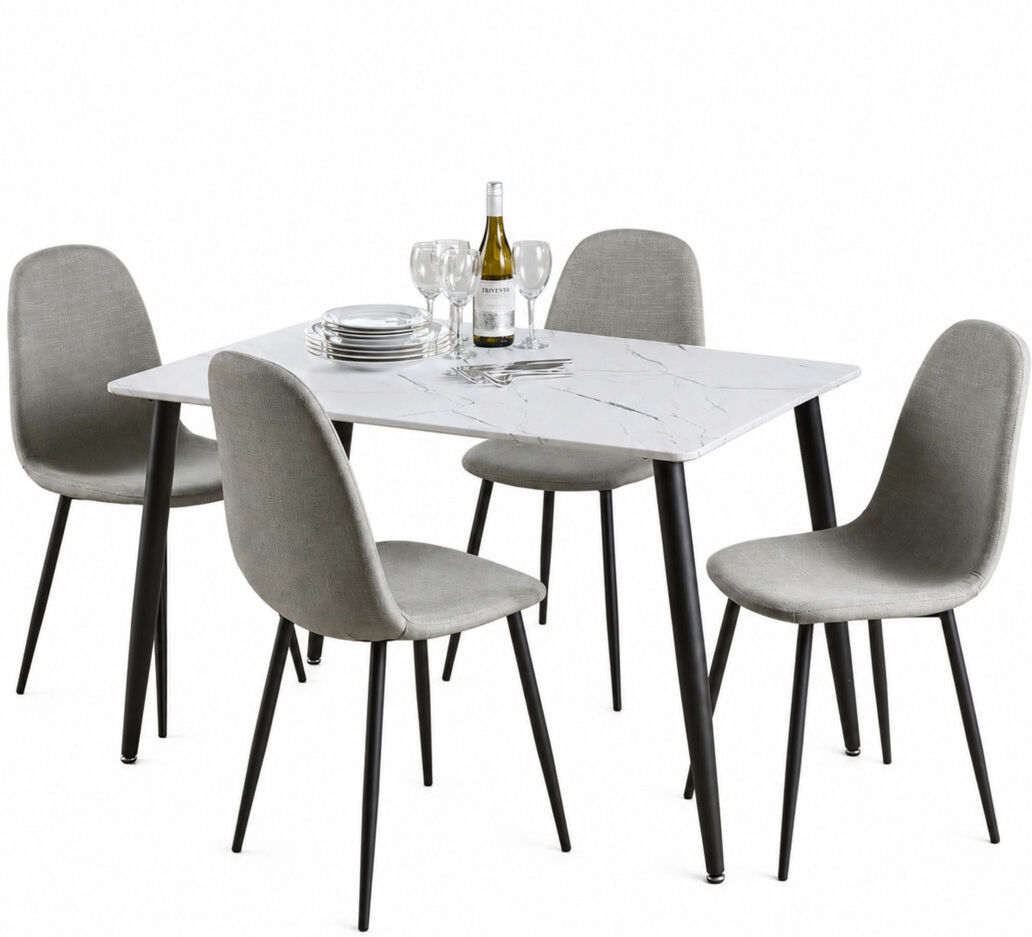 George Oliver Holmen 5-Piece Dining Set - 4 Chairs & Table White/Grey 4