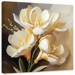 LEINWANDBILD Creme Pfingstrosen handgemalt 50x50cm