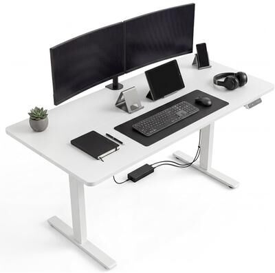 Garvee Electric Height Adjustable 2-Fold Sit-Stand Desk, Home Office Gaming Desk