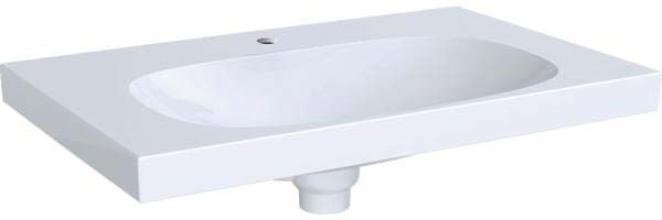 Geberit Acanto lavabo 500630012 75 x 48,2 cm, avec trop-plein, couvercle de vidange et trou pour robinetterie, blanc