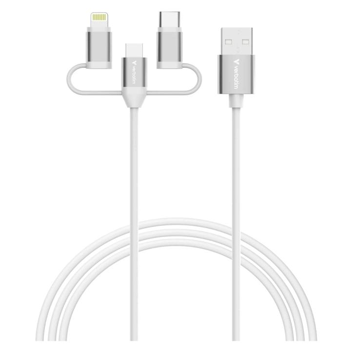 Verbatim Kable Sync & Charge USB-A do Micro-B, USB-C, Lightning essentials 18W biały 32394 (1 m, USB 2.0, 18 W) (32394)