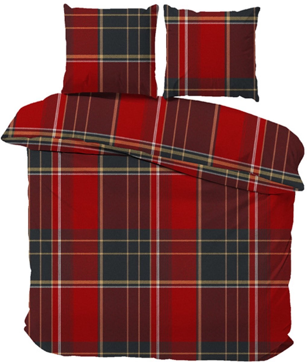 iSleep Flanel Dekbedovertrek Bram Tweepersoons Rood 200x220 cm